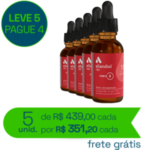 5 Frascos de Allandiol Forte 1:1 30ml CBD 300mg: THC 300mg (médicos)
