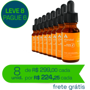8 Frascos de Allandiol CBD Broad Spectrum 15ml - 900mg (médicos)