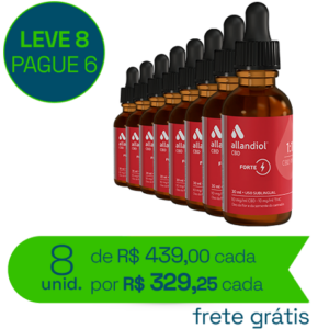 8 Frascos de Allandiol Forte 1:1 30ml CBD 300mg: THC 300mg (médicos)